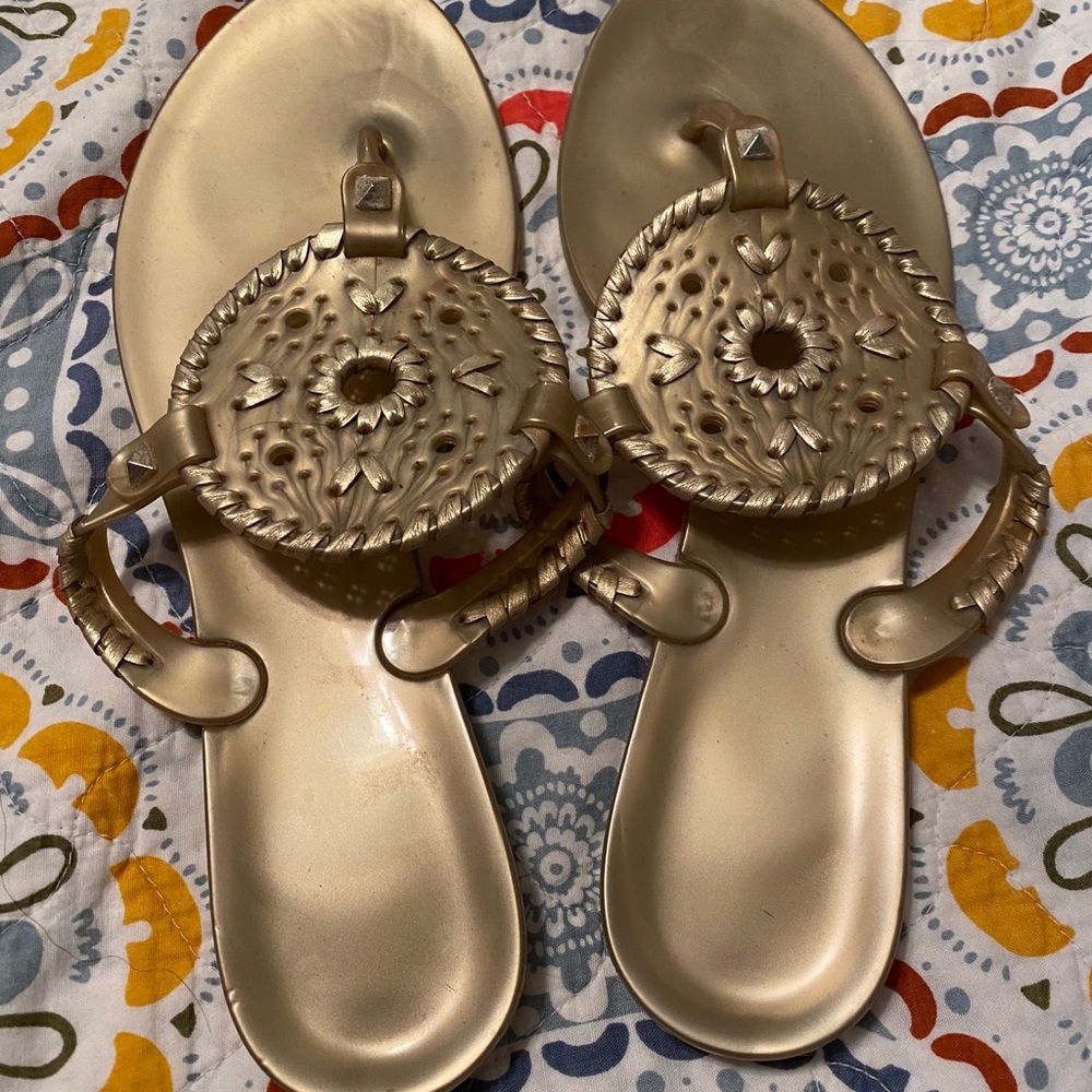EUC Jack Rogers Gold Georgica Jelly Sandals
